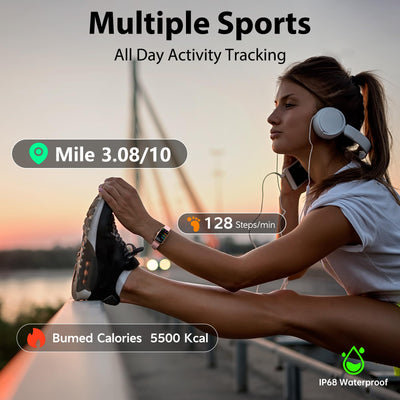 Fitness Tracker with 24/7 Continuous Heart Rate, Blood Oxygen Monitor, Smart Watch with Sleep Monitor, IP68 Waterproof Activity Tracker Step Counter for Women Men (Black)