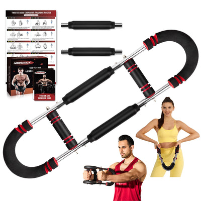Twister Arm Trainer, Adjustable Twister Arm Chest Exerciser with 2/4 Spring & Training Poster for Men & Women, Detachable Power Twister Home Fitness Equipment for Enhancing Upper Body Muscle