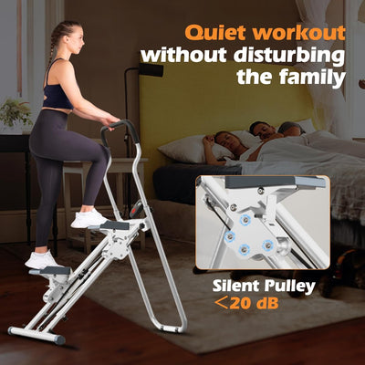 Vertical Climber Stair Stepper for Home Gym Folding Stair Climber Stepping Exercise Machine with Handlebar 3-Level Adjustable Height Non-Slip Pedals LCD Display Full Body Cardio Workout Equipment