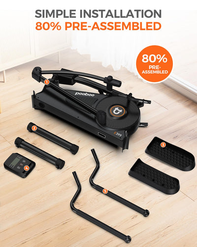 pooboo Elliptical Machine, Elliptical Exercise Machine with 16-Level Resistance&Hyper-Quiet Magnetic Driving System, Elliptical Machine for Home with LCD Monitor&15.5IN Stride, 350LBS Weight Capacity