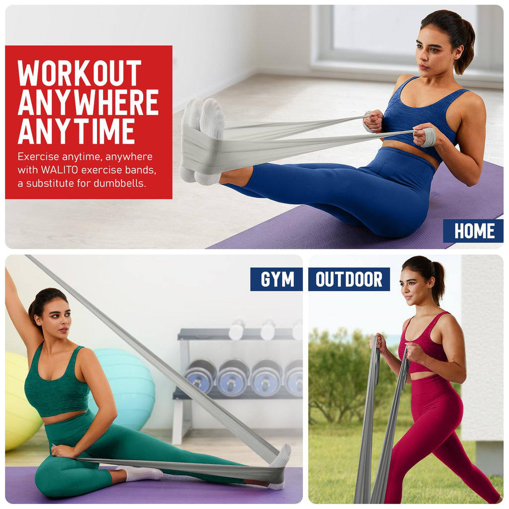 WALITO Resistance Bands for Working Out, Exercise Bands for Women and Men, Workout Bands for Physical Therapy, Stretch, Recovery, Pilates, Rehab, Strength Training and Home Gym