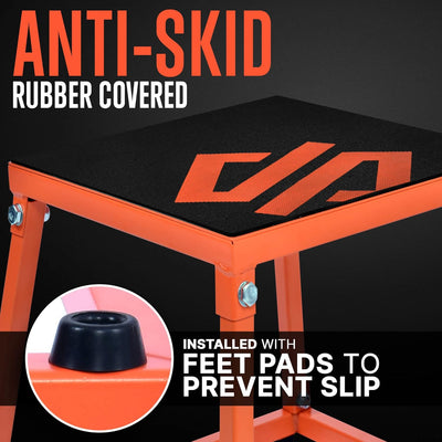 SQUATZ 3 Pcs Plyometric Platform Box - Small, Medium, Large Sized Platform Boxes Covered with Anti-Skid Rubber for Home Gym Training, Comes with 3 Platform Boxes - Firm, Durable, and Stable Frame