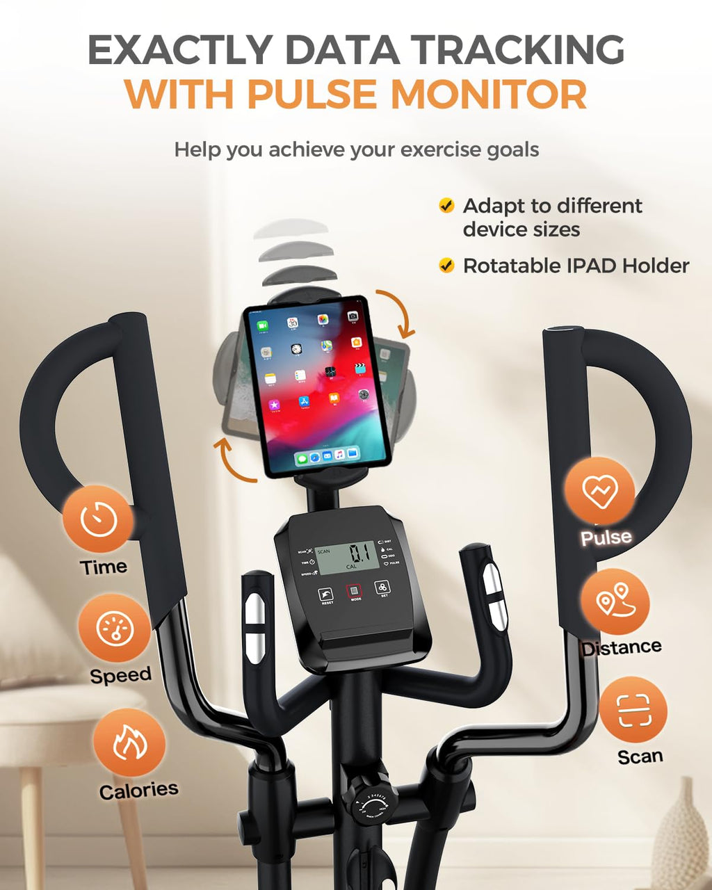 pooboo Elliptical Machine, Elliptical Exercise Machine with 16-Level Resistance&Hyper-Quiet Magnetic Driving System, Elliptical Machine for Home with LCD Monitor&15.5IN Stride, 350LBS Weight Capacity