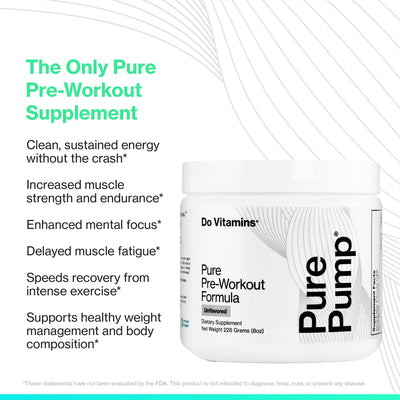 Do Vitamins - PurePump Unflavored All-Natural Pre Workout Powder for Men & Women - Clean Preworkout with Creatine, BCAA, Beta Alanine - Best for Energy, Focus & Pump - Vegan, Keto, Paleo 30 Servings