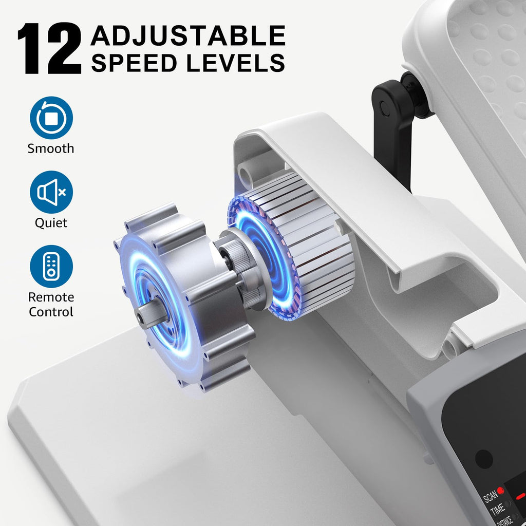 VIVURN-018 Under Desk Elliptical 12 Speed 5 Modes Mini Motorized Leg Exerciser While Sitting for Seniors As Seen on TV with Non-Slip Mat Quiet & Portable Electric Pedal Exerciser for Home and Office