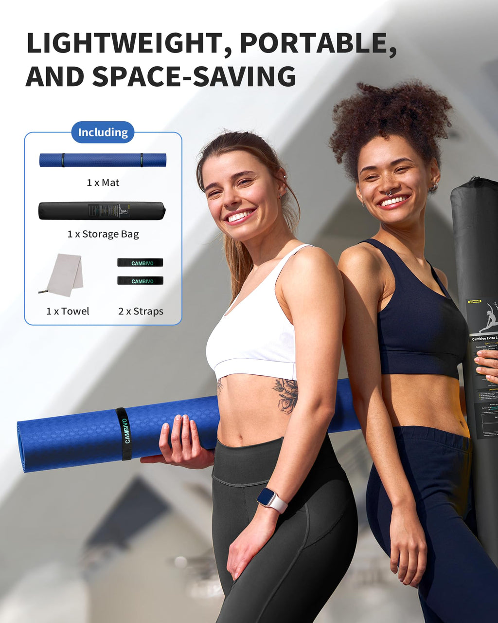 CAMBIVO Large Yoga Mat (6'x 4'), Extra Wide Workout Mat for Men and Women, Yoga Mat Thick 1/3 &1/4 Exercise Mats for Home Workout, Yoga, Pilates (Black,1/4 inch)