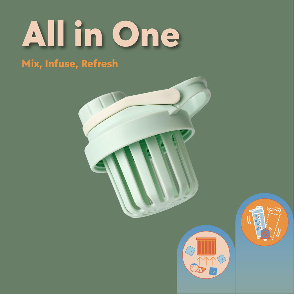 Paradise Shaker Bottle 24 oz, Insulated Stainless Steel Protein Shaker, Dishwasher Safe, with Lid Brush & Protective Boot, Leakproof Twist-Off Chug Cap, Sage Green, Tahoe Mist