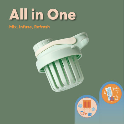 Paradise Shaker Bottle 24 oz, Insulated Stainless Steel Protein Shaker, Dishwasher Safe, with Lid Brush & Protective Boot, Leakproof Twist-Off Chug Cap, Sage Green, Tahoe Mist