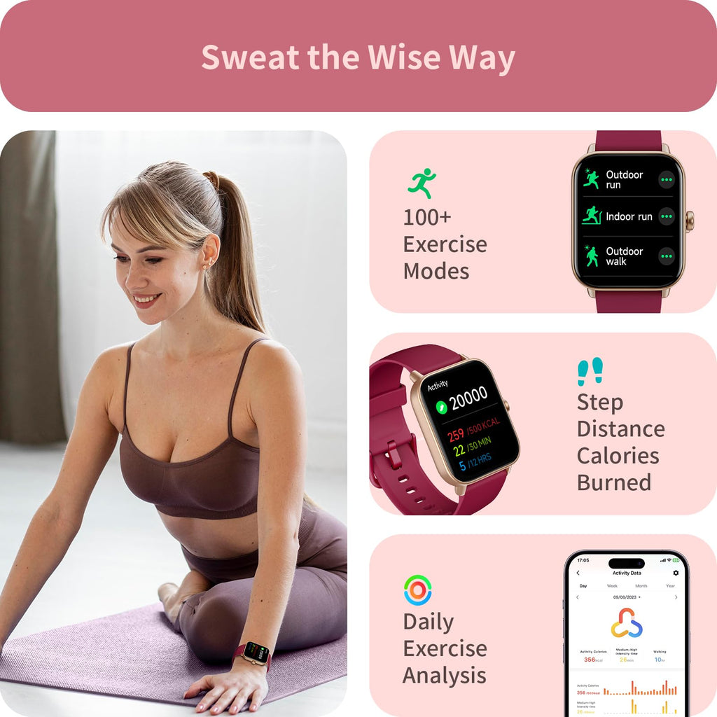 Smart Watch for Women Android & iPhone, Alexa Built-in, IP68 Waterproof Activity Fitness Tracker with Bluetooth Call (Answer/Make), 1.8" Smartwatch with Heart Rate/SpO2/Sleep Monitor, 100+ Sports Mode