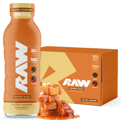 RAW Ready-to-Drink Protein Shake, Vanilla - RTD Protein Drinks with Grass-Fed Whey Protein Isolate for Post-Workout - Zero-Sugar & Gluten-Free Meal Replacement Drink & Breakfast Shake, 12 Fl Oz