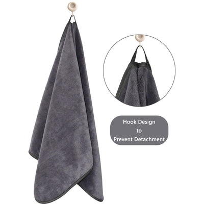 Microfiber Gym Towels Bigger Size Super Soft for Exercise Fitness, Sports, Workout, 380-GSM 15-Inch x 31-Inch Quick-Drying Towels (3 Pack, Grey+Blue+Purple)