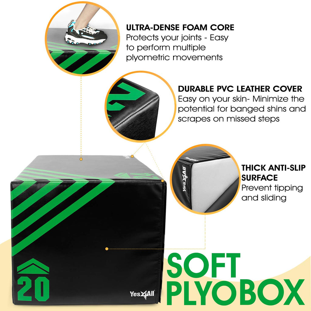Yes4All 3 in 1 Foam Plyometric Jump Box for Training & Conditioning - Plyo Jump Box for Fitness Workout Exercise