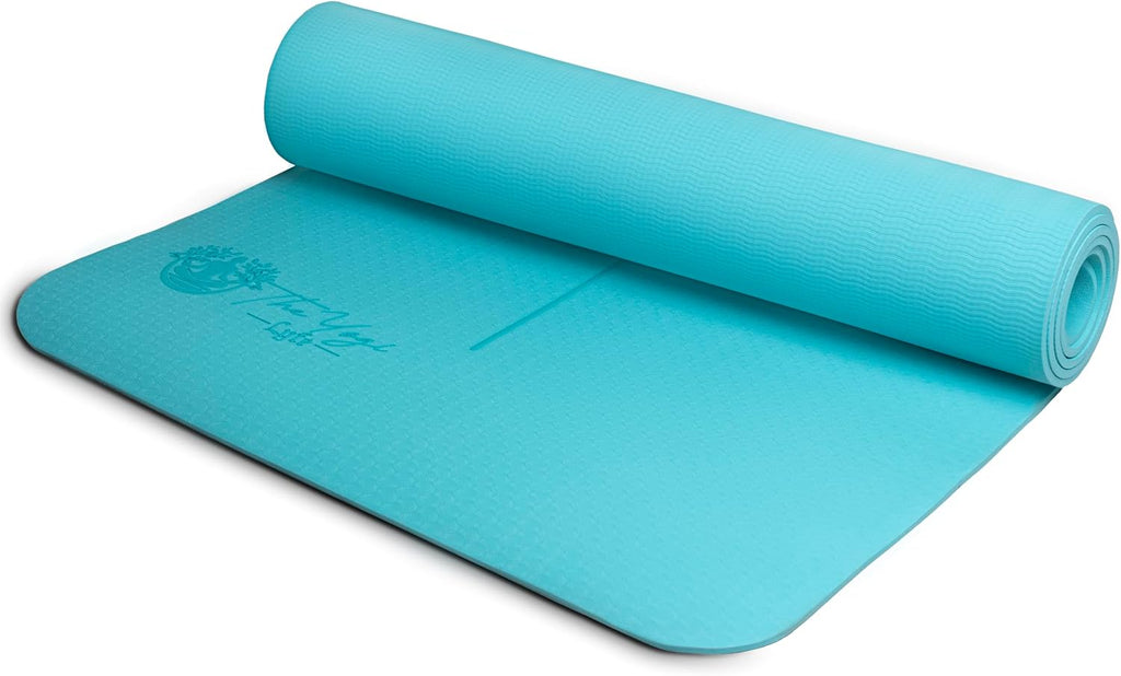 Yoga Mat – Laser-Engraved Affirmation, Non-Slip Eco TPE, 72" x 24" x 6mm, Lightweight Blue Mat for Mindful Movement and Recovery