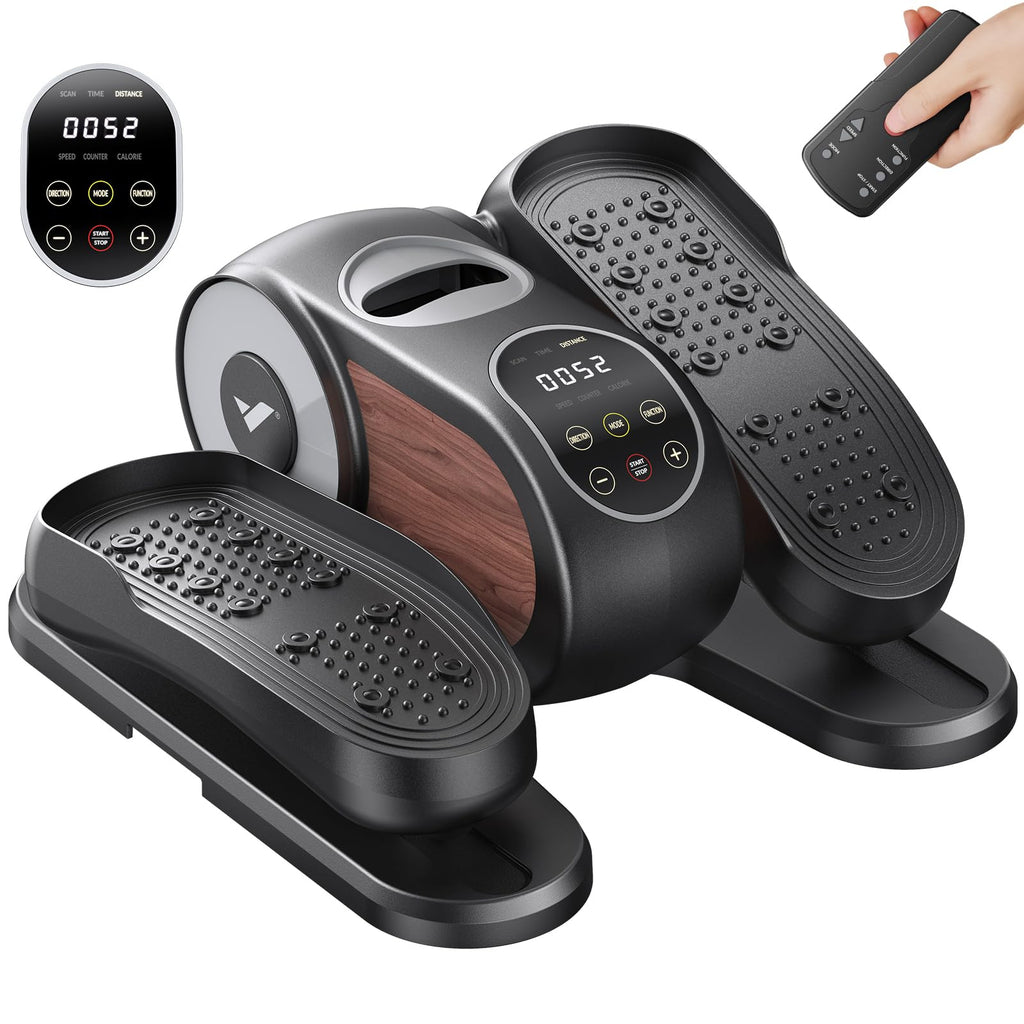 MERACH Under Desk Elliptical Machine, Leg Exerciser While Sitting for Seniors with Remote Control & 12-Speeds, Quiet Portable Electric Seated Pedal Exerciser Machine for Home Office