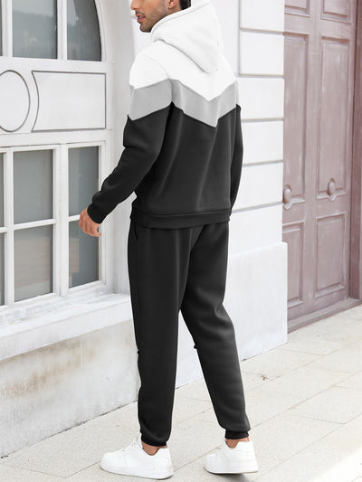 Mens Hoodie Tracksuit Set 2 Pieces Athletic Fleece Hooded Sweatsuit Casual Outfit Sweatshirt and Joggers Set