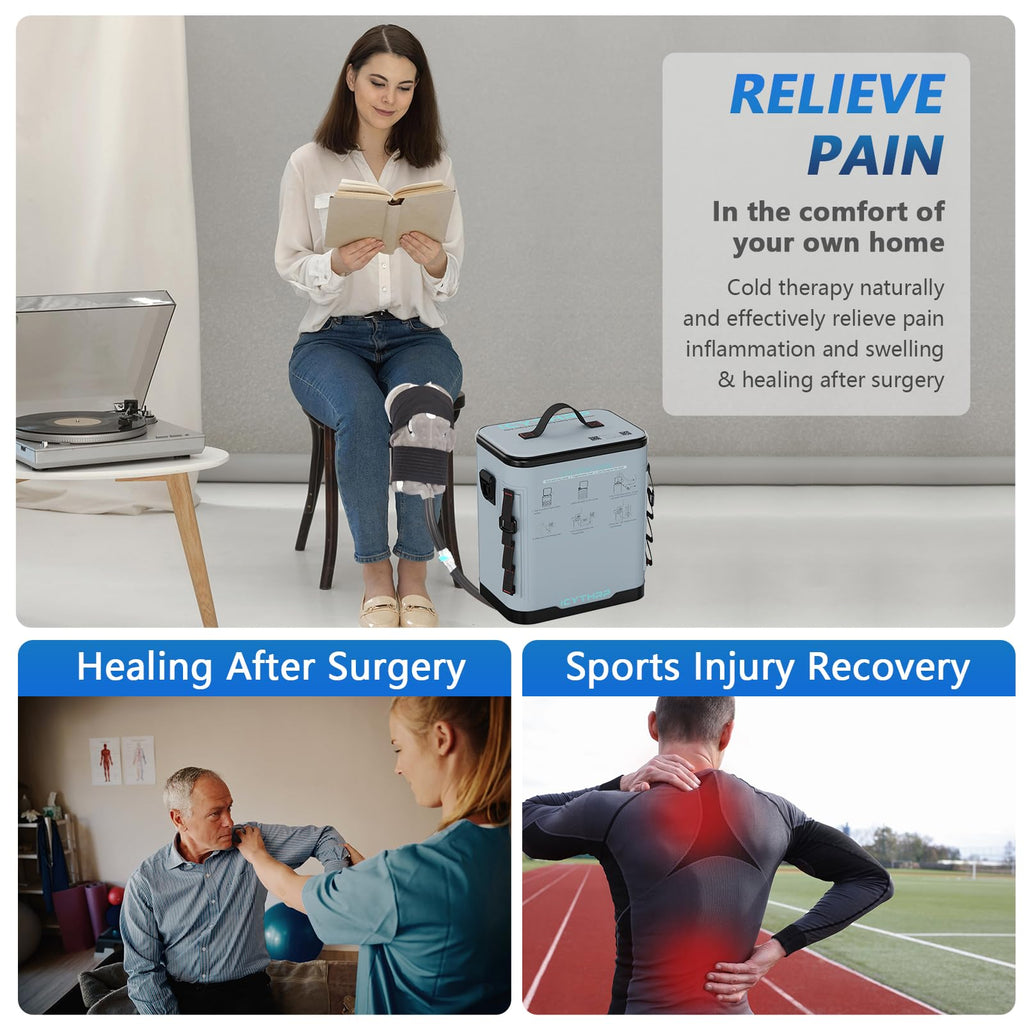 Cold Therapy Machine with Programmable Timer, Portable Ice Machine for Knee After Surgery, Knee Replacement Recovery System for Pain Relief with Compression Pad