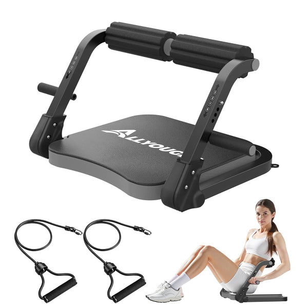 Ab Machine,Sit Up Exercise Equipment& Core Machine, Workout Equipment,Adjustable Ab Trainer with 3 Resistance Levels and Removable Auxiliary Handle,Home Gym Fitness Equipment for All Ages