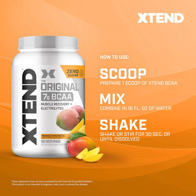 Xtend Original BCAA Powder 7g BCAA and 2.5g L-Glutamine, Sugar Free Post Workout Muscle Recovery Drink with Amino Acids for Men & Women, 30 Servings