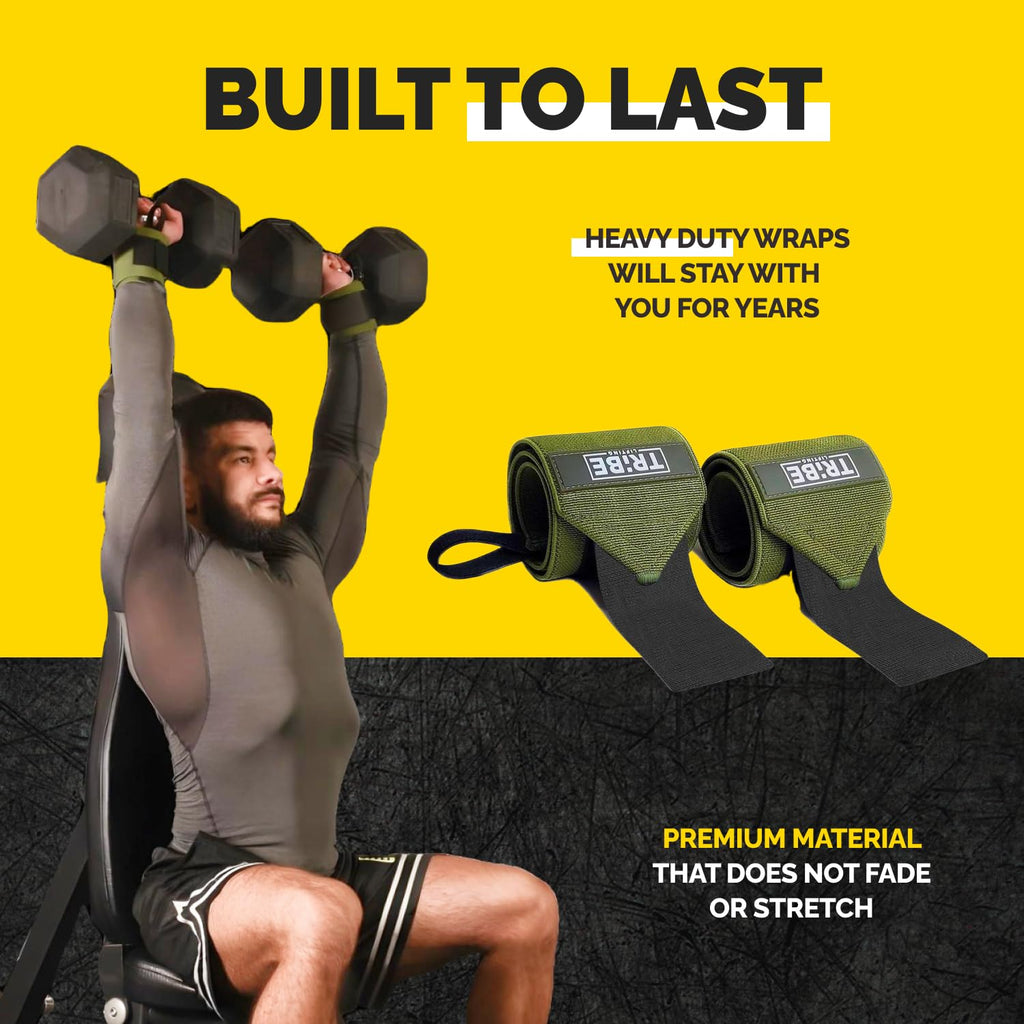 Heavy Duty Wrist Wraps & Lifting Straps – Weightlifting Wrist Wraps for Men with Silicone Grip & Padding – Gym Wrist Straps for Weightlifting
