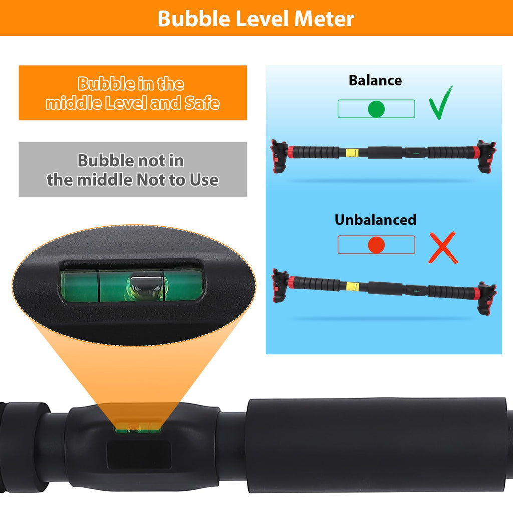 Pull Up Bar for Doorways, Strength Training Upper Body Workout Chin Up Bar with Level Meter and Adjustable Width, Portable Pull-Up Bars, No Installation Required, Max Load 440 LBS
