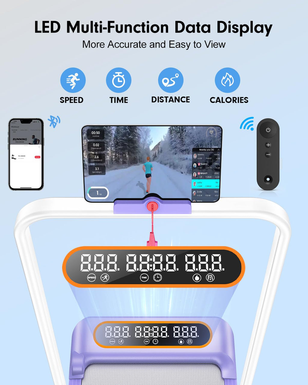 Foldable Treadmill with 9% Incline, Upgrade 3.5HP Low Noise Walking Pad Treadmill with Handle Bar, Trisomy 4 in 1 Portable Under Desk Treadmills for Home/Office, 350Lbs Capacity, APP & Remote Control