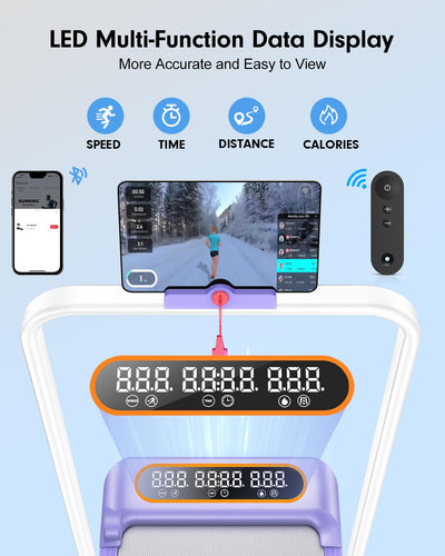 Foldable Treadmill with 9% Incline, Upgrade 3.5HP Low Noise Walking Pad Treadmill with Handle Bar, Trisomy 4 in 1 Portable Under Desk Treadmills for Home/Office, 350Lbs Capacity, APP & Remote Control