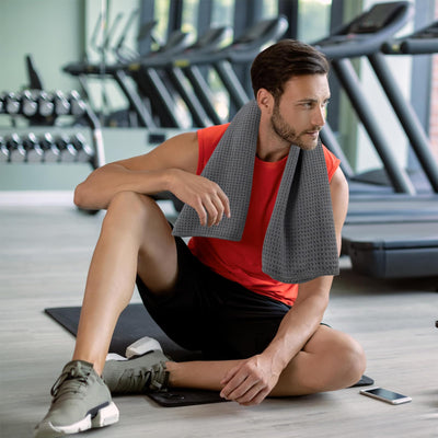 Microfiber Gym Towels for Working Out, Quickly Dry Yoga Towels for Men & Women Tennis, 16 Inch x 27 Inch, 6 Pack, Black