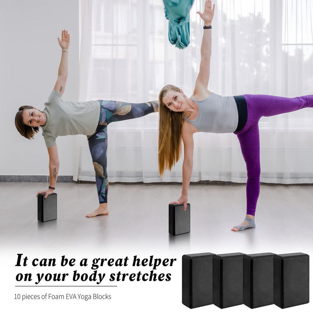 10 Pcs Foam EVA Yoga Blocks Lightweight Non Slip Supportive Yoga Bricks for Pilates Stretching and Meditation, Women Men Yogi Beginners