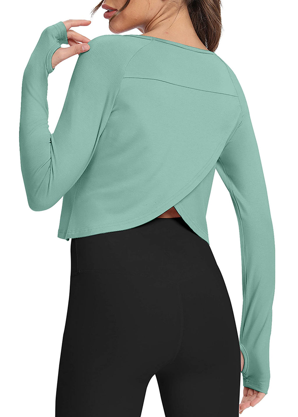 Bestisun Long Sleeve Athletic Workout Shirts Sports Yoga Gym Crop Tops for Women