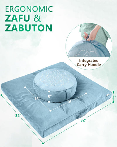 Hihealer Meditation Cushion, Traditional Tibetan Meditation Pillow Velvet Cover - Large Floor Cushion Seating for Adults - Yoga Buckwheat Bolster for Women、Moms