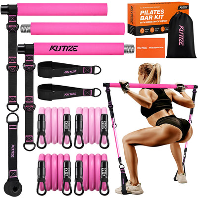 Pilates Bar Kit with Resistance Bands, Pilates Equipment, Multifunctional Pilates Bar for Women & Men, Pilates kit for Hip, Back, Arm, Full-Body Workouts, Home Gym Strength Training Equipment