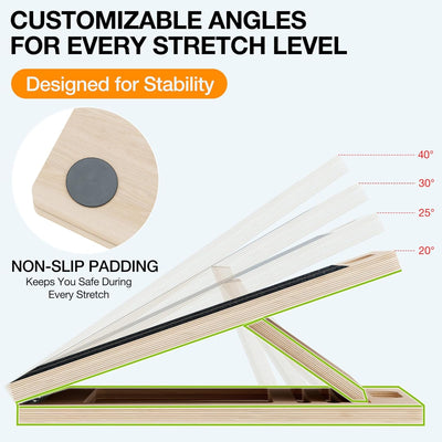 TEMI Slant Board for Calf-Stretching - Wooden Incline Wedge Stretcher for Squats, Foot & Ankle Mobility, Portable Fitness Equipment, Balance Block
