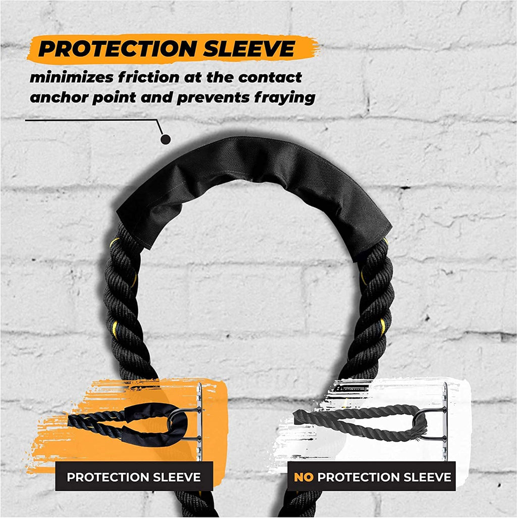 Yes4All 1.5/2 Inch Battle Ropes with Extra Protective Sleeve, Workout Ropes for Cross-Training Home Gym & Fitness Exercises, Strength Training - 30,40,50 Feet Lengths Available
