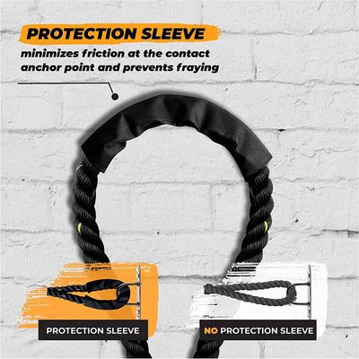Yes4All 1.5/2 Inch Battle Ropes with Extra Protective Sleeve, Workout Ropes for Cross-Training Home Gym & Fitness Exercises, Strength Training - 30,40,50 Feet Lengths Available