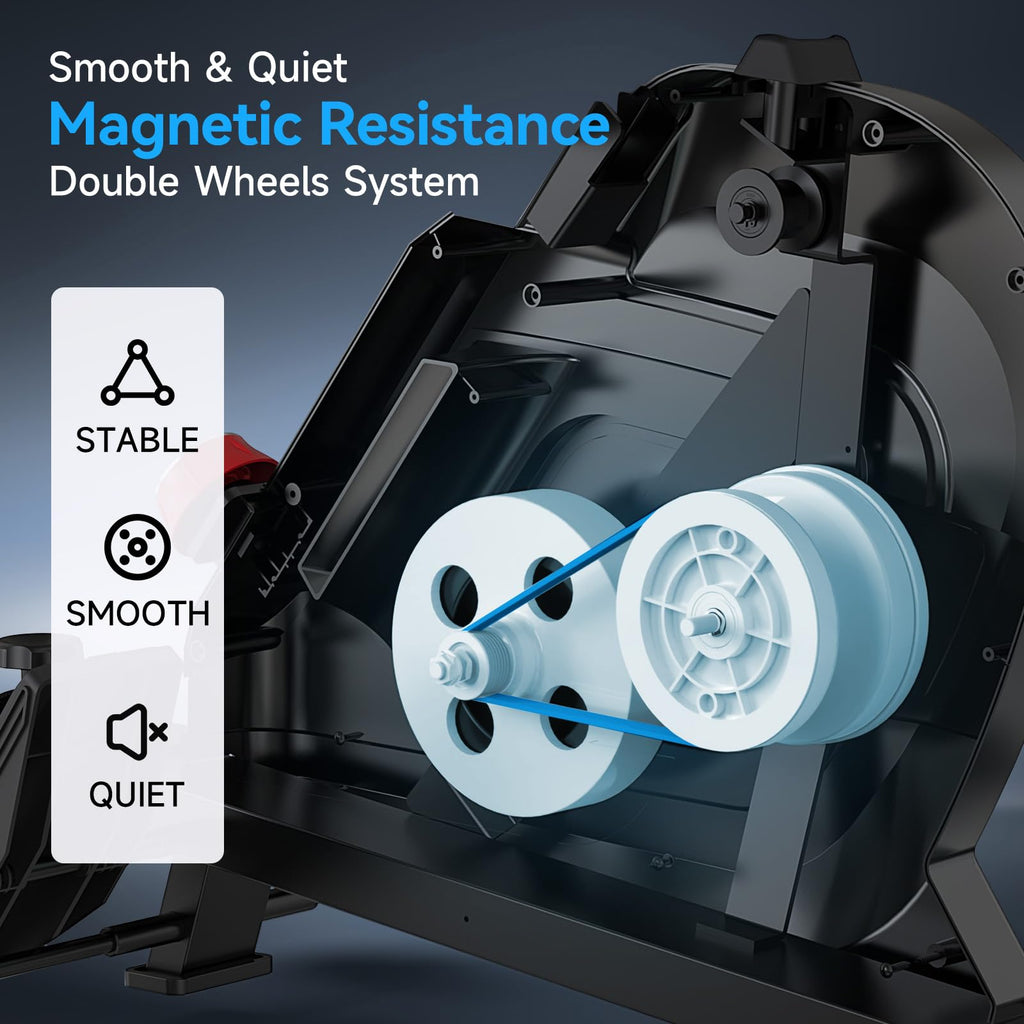 Pooboo Magnetic Rowing Machine 360 LB Weight Capacity, folding rower with Combination Strength exercise, Tablet Holder and Comfortable Seat Cushion, Rower for Home Use