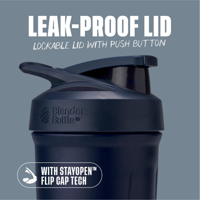 BlenderBottle Strada Shaker Cup Insulated Stainless Steel Water Bottle with Wire Whisk, 24-Ounce, Black