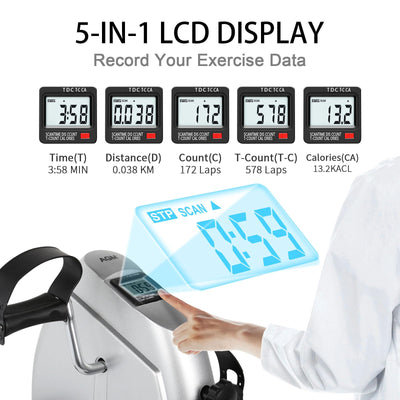 Mini Exercise Bike, AGM Under Desk Bike Pedal Exerciser Foot Cycle Arm & Leg Pedal Exerciser with LCD Screen Displays
