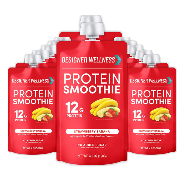 Designer Wellness Protein Smoothie, Real Fruit, 12g Protein, Low Carb, Zero Added Sugar, Gluten-Free, Non-GMO, No Artificial Colors or Flavors, Variety Pack, 12 Count