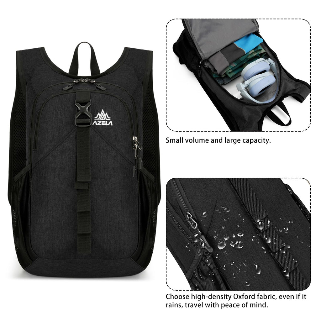15L Small Hiking Backpack Foldable Ultralight Trekking Camping Outdoors Backpack for Women Men (black)