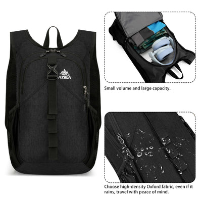 15L Small Hiking Backpack Foldable Ultralight Trekking Camping Outdoors Backpack for Women Men (black)