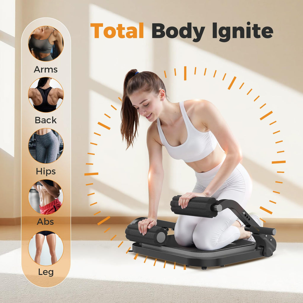 Ab Machine,Sit Up Exercise Equipment& Core Machine, Workout Equipment,Adjustable Ab Trainer with 3 Resistance Levels and Removable Auxiliary Handle,Home Gym Fitness Equipment for All Ages
