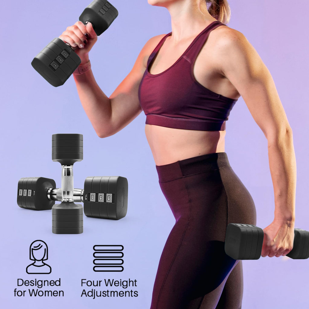 20LBS Adjustable Dumbbell Set, 4 in 1 Free Weights Dumbbells Set for,4lb 6lb 8lb 10lb, with Metal Non Slip Handle，Quick Change，Home Gym Strength Training Equipment for Men and Women