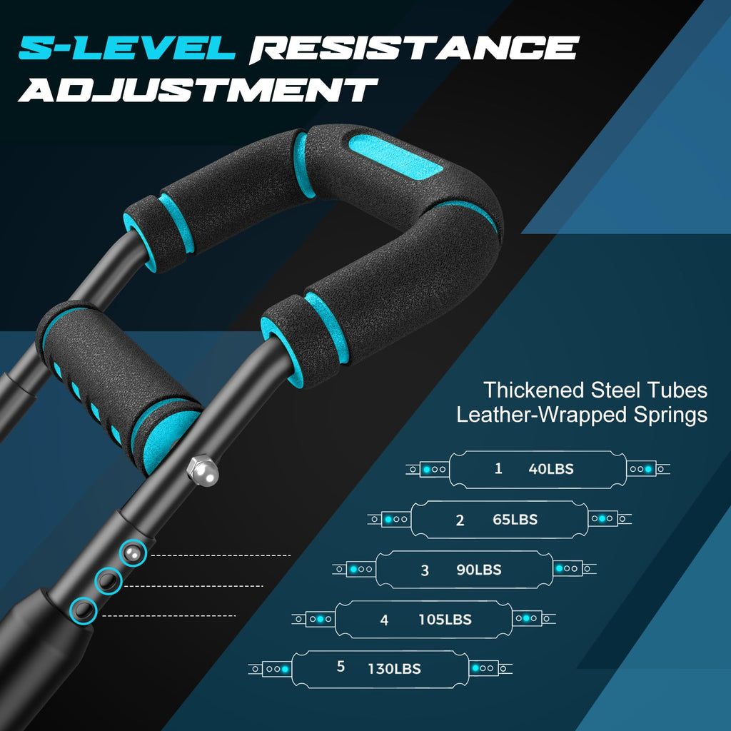 Twister Arm Trainer for Men, Chest Workout Equipment 5-Level Adjustable (40-130lb) with Ergonomic 27° Targets Biceps/Clip/Thigh, Portable Exerciser for Home Gym Travel Fitness