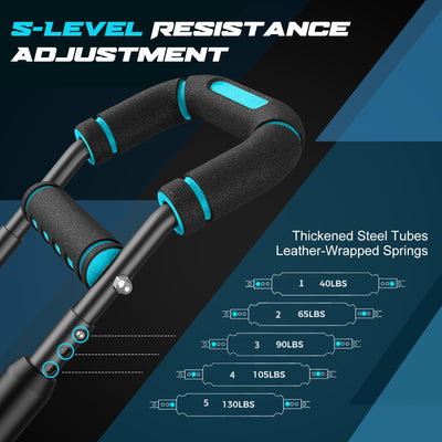 Twister Arm Trainer for Men, Chest Workout Equipment 5-Level Adjustable (40-130lb) with Ergonomic 27° Targets Biceps/Clip/Thigh, Portable Exerciser for Home Gym Travel Fitness