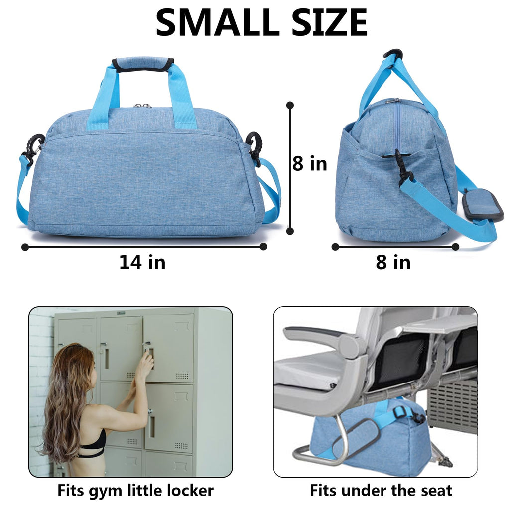 14 inch Small Gym Bag for Women & Men, Mini Duffel Bag for Travel Sports Lightweight Carry On Bag (Light Green)