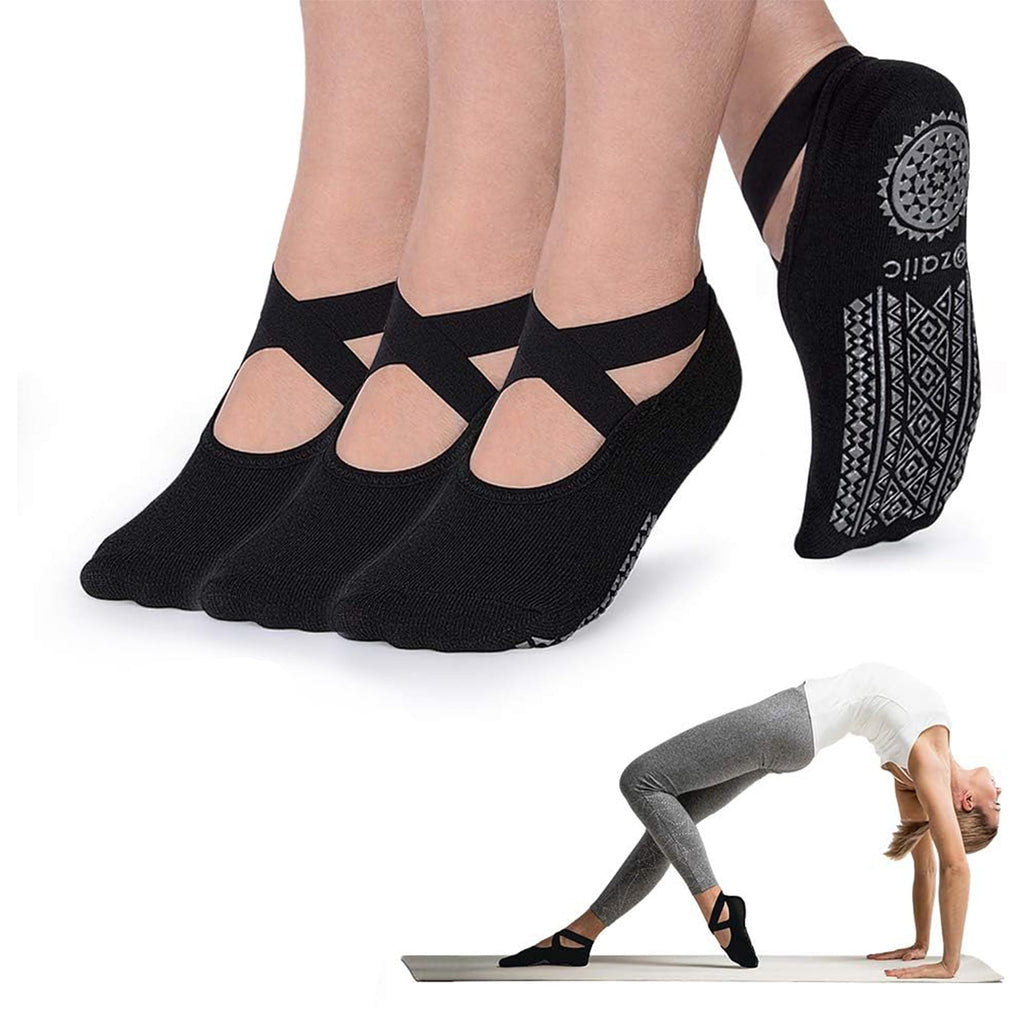 Ozaiic Pilates Socks for Women Non Slip Grip, Yoga Socks with Grippers for Barre, Hospital, Ballet, Dance, Barefoot Workout