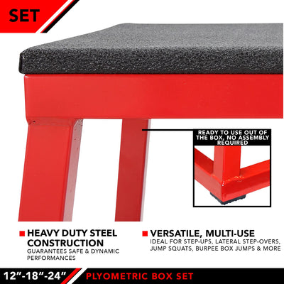 JFIT Plyometric Boxes - Made in Taiwan NO Assembly Required Single - Height Box Set and Adjustable Box Options Plyometric Platform and Jumping Agility Box for Training Conditioning Strength Training