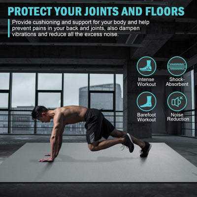 Large Exercise Mat 8'x5'|12'x6' Workout Mat for Home Gym Mats Exercise Heavy Duty Gym Flooring Fitness Mat Large Yoga Mat Cardio Mat for Weightlifting, Jump Rope, MMA, Shoe-Friendly