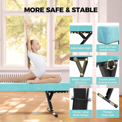 Balance Beam Adjustable 8ft, High and Lower Floor Beam Gymnastics Equipment for Kids Children, Gymnastics Beam with Legs for Home, Professional Training, Gymnastic Club Use