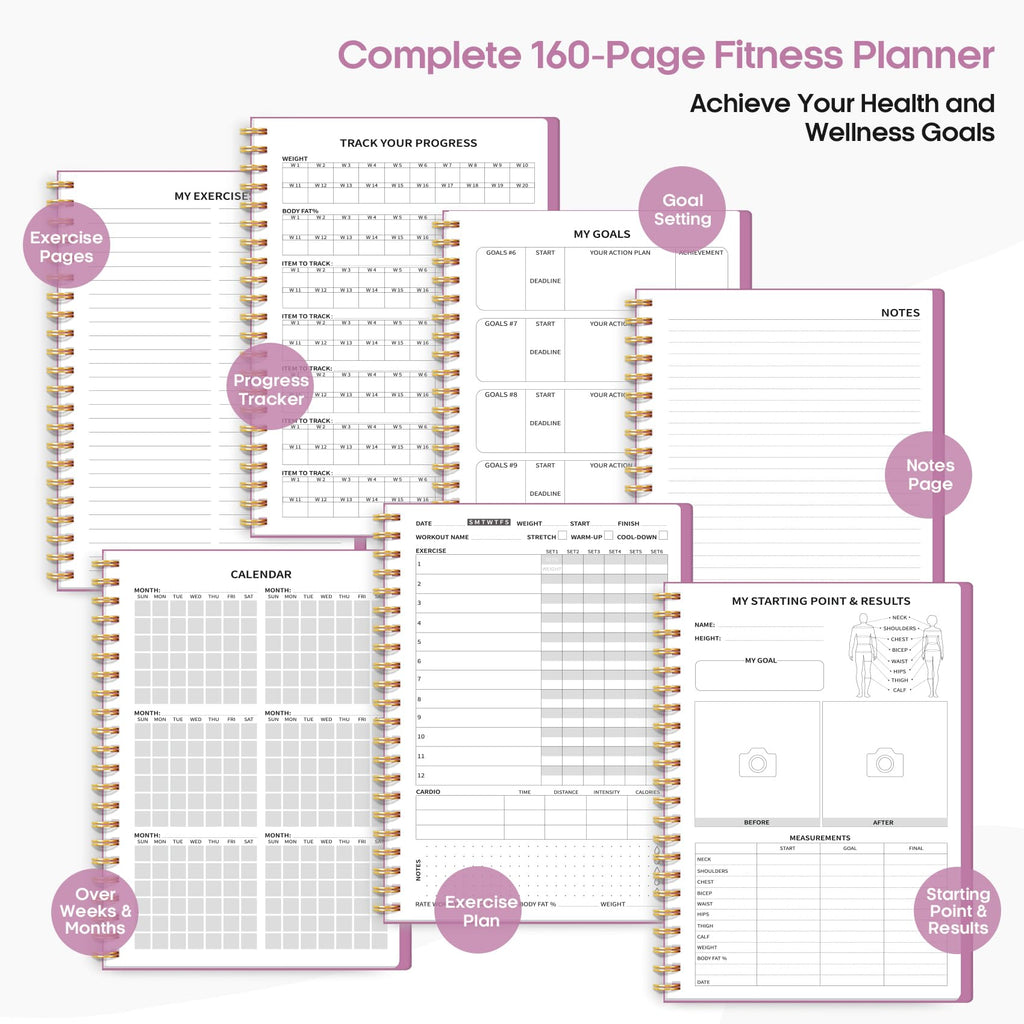 Fitness Workout Journal for Women & Men, A5(5.5" x 8.2") Workout Log Book Planner for Tracking, Progress, and Achieving Your Wellness Goals - Green